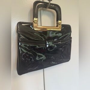 Vintage black leather profile - fall, winter.  Mod.